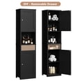 thumbnail image 7 of 2PCS Bathroom Storage Cabinets 64" Tall Narrow Wooden Cabinets Set of 2 with Doors Shelves Drawer Black, 7 of 7