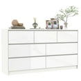 thumbnail image 2 of Blotout White Malm Dresser for Bedroom, 55" Long Dresser High Gloss Dresser with 7 Drawers, Large Wood Chest of Drawer Handle Free, Dresser for Bedroom, Living Room, Entryway, Hallway, 2 of 8