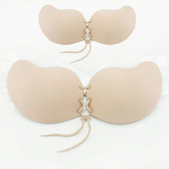 Sujetador adhesivo Sujetador adhesivo de encaje invisible Sujetador push up sin tirantes para mujer Sujetadores de silicona sin espalda 2 pares,Beige-1,A-Beige-1-A brillar Electrónica