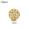 thumbnail image 1 of BUYISI 10Pc/Set Brass Bead Micro Paved Cubic Zircon Metal Beads Bulk Rhinestone Bead Craft 8Mm For Jewelry Making Diy Crafts Handmade White Diamond Gold, 1 of 5