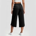 thumbnail image 4 of Barrel Pants for Women Cropped Linen Capris Petite Drawstring Wide Leg Cotton 2026 Casual Summer Boho Baggy Palazzo Pull On Trousers Black 2XL, 4 of 7