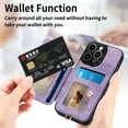 thumbnail image 2 of ELEHOLD for iPhone 12 Pro Max Case with Ring Holder, iPhone 12 Pro Max Wallet Case with RFID Blocking Card Holder Wristlet Strap, Magnetic Button Flip Folio Kickstand Shockproof Phone Cover,Purple, 2 of 10