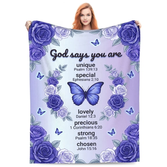 Christian Butterfly Blanket Gifts for Women, Christian Gifts for Women Faith, Inspirational Bible Religious Gifts for Women Female, Warm Cozy Butterfly Throw Blankets 50x40