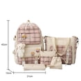 thumbnail image 3 of Mochilas para Mujer Conjunto combinado de informal a cuadros 5 uds. insignia colgante escolares de lona (rosa) Tmvgtek Para estrenar, 3 of 3