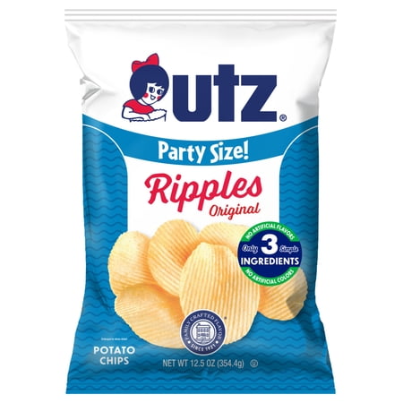 Utz Ripples Original Potato Chips, Gluten-Free, 12.5 oz Party Size Bag