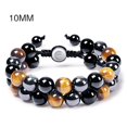 thumbnail image 1 of Pulsera de triple protección - Pulsera de ojo de tigre hombre y pulsera de ónix negro para Hombre Mujer, pulsera de triple protección para hombre mujer Trae Suerte (10MM), 1 of 5