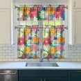 thumbnail image 3 of Boho Vintage Curtains 36 Inch - 3 Panel Farmhouse Wildflower Set with Rustic Floral Design, Rod Pocket Kitchen Window Drapes for Country Style, 3 of 6