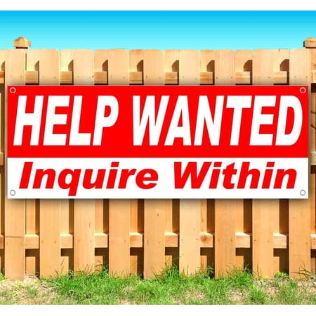 Help Wanted 13 oz Vinyl Banner With Metal Grommets