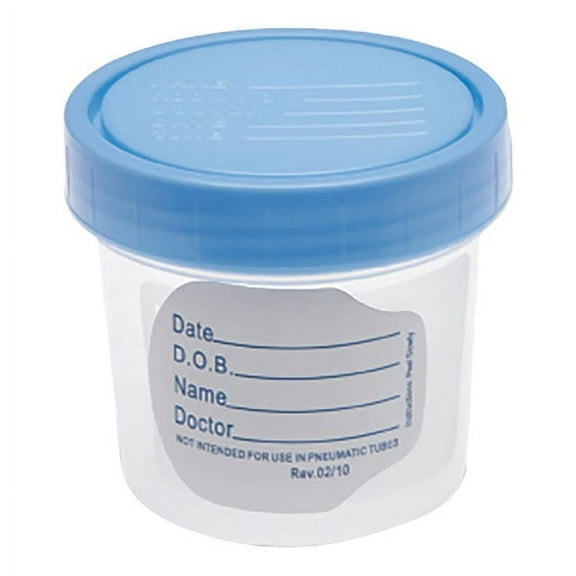 Medline Specimen Polypropylene Container, 4 oz., Blue/Clear, Case Of 100 2''