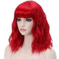 thumbnail image 2 of BERON Red Wigs Short Curly Bob Wig with Bangs Wavy Hair Wigs 14 Inches Women's Synthetic Wigs Daily Party Use, 2 of 5
