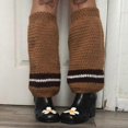thumbnail image 5 of Women Knit Leg Warmers Contrast Color Cute Knee High Socks Aesthetic Boot Cuffs Cover Winter Knitted Socks Kawaii Ankle Warmers, 5 of 5