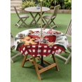 thumbnail image 3 of Outdoor Tablecloth with Umbrella Hole and Zipper, Christmas Round Table Cloth 60 Inch Waterproof Tablecloth, Winter Ice Cream Sugar Pine Needle Red Plaid Picnic Table Cover for Patio Camping, 3 of 7