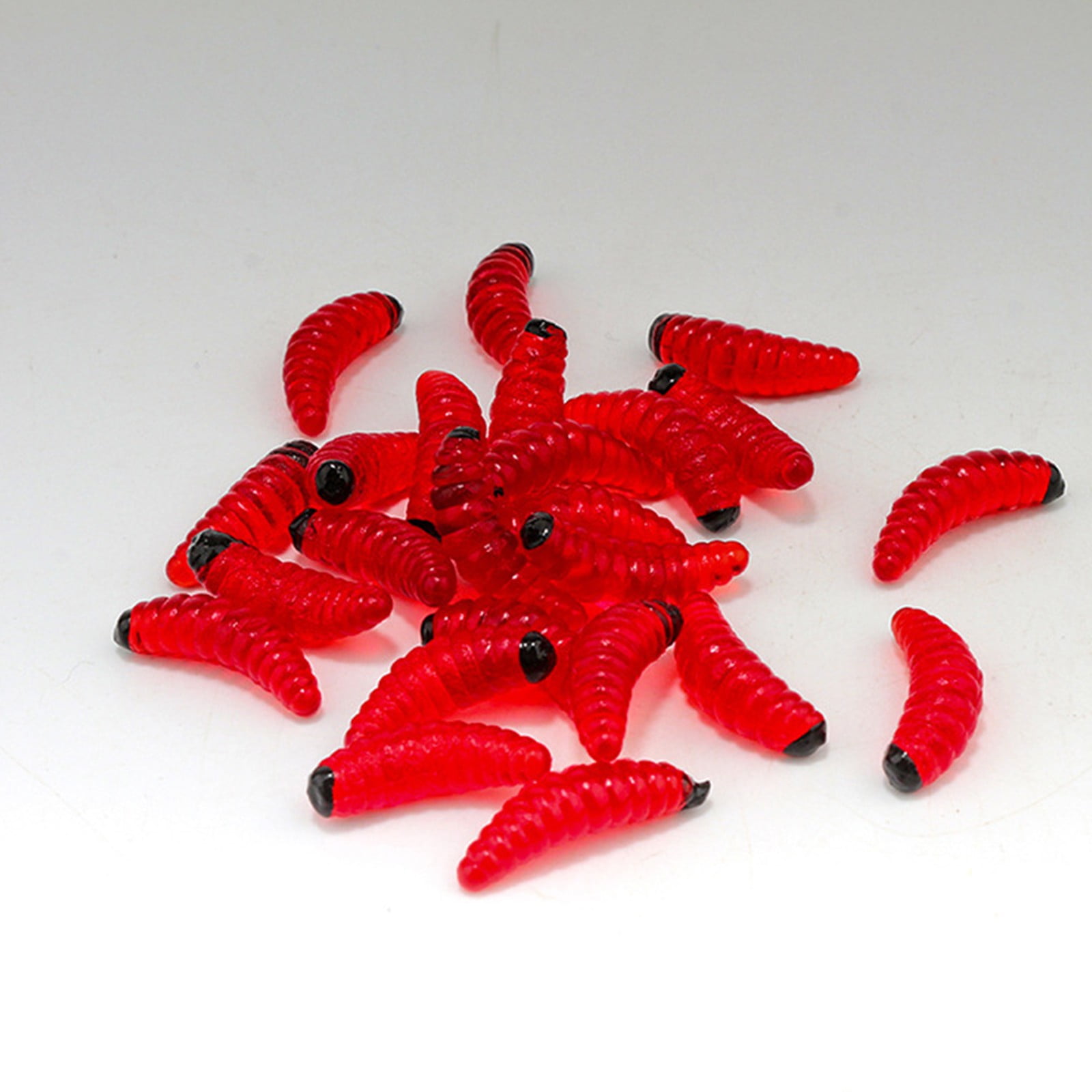 dasani parasite fake fishing lure Tiny TerrorEyz SILVER/GREEN BACK/RED CHIN / Bodies Only / 20 Pack red or gold eyes Soft Silicone Maggot Worm Fake