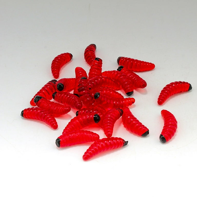 Fishing 100PCS 2cm 0.4g Maggot Grub Soft Fishing Lure Hooks Smell Worms Glow Shrimps Fish Lures,100pcs/Set