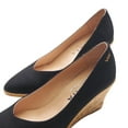 thumbnail image 4 of Roses Canvas V Cut Espadrille Wedges - Black / 7, 4 of 6