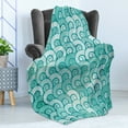 thumbnail image 4 of Ocean Soft Flannel Fleece Throw Blanket, Abstract Swirled Sea Waves Pattern Spiral Forms Marine Theme Curvy Aquatic Artwork Print, Cozy Plush for Indoor and Outdoor Use, 50" x 60", Aqua, by Ambesonne, 4 of 5