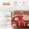 thumbnail image 6 of 3 Piece Geometric Red Duvet Cover Set California King,Microfiber Comforter/Quilt Cover with Corner Ties and 2 Pillowcases,Boho Retro Abstract Circle Black Green All Season Bedding with Zipper Closure, 6 of 8