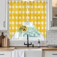thumbnail image 4 of Yellow Plaid Kitchen Window Curtains, Swag Curtains Valance for Bedroom Living Room Bathroom, Watercolor Grid Checker Gingham Farmhouse Rod Pocket Window Curtain Block Drapes 2 Panels 28"x36", 4 of 9