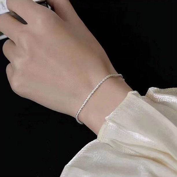 Cadena de clavícula brillante y brillante, collar de plata S925, diseño de nicho simple para estudiantes, cadena simple que no se desvanece