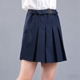 thumbnail image 3 of Girls' School Uniform Pleated Scooter Skirt With Elastic Waistband & Belt A-line Skirt for Girls (A_Navy 11-12 Years), 3 of 5