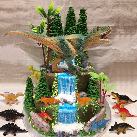 GLAHORSE 26 PCS Dinosaur Cake Toppers With Dinosaur Eggs Leaves Trees Cake Decorations For Birthday Party Dinosaur Themed Party Wild Animals Party Kids Party Cake Decorations