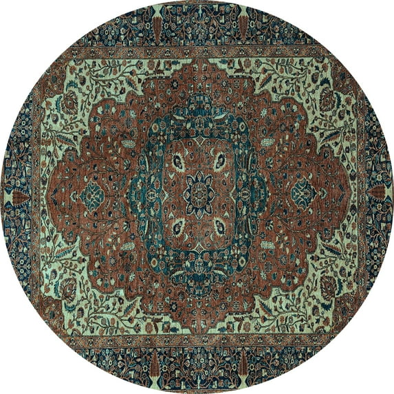 Ahgly Company Indoor Round Persian Light Blue Traditional Area Rugs, 8' Round