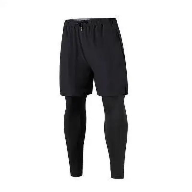 Bañadores de estilo americano para hombre, pantalones deportivos para correr, ropa interior, pantalones cortos informales de baloncesto antiexposición para entrenamiento de ilusión de dos piezas