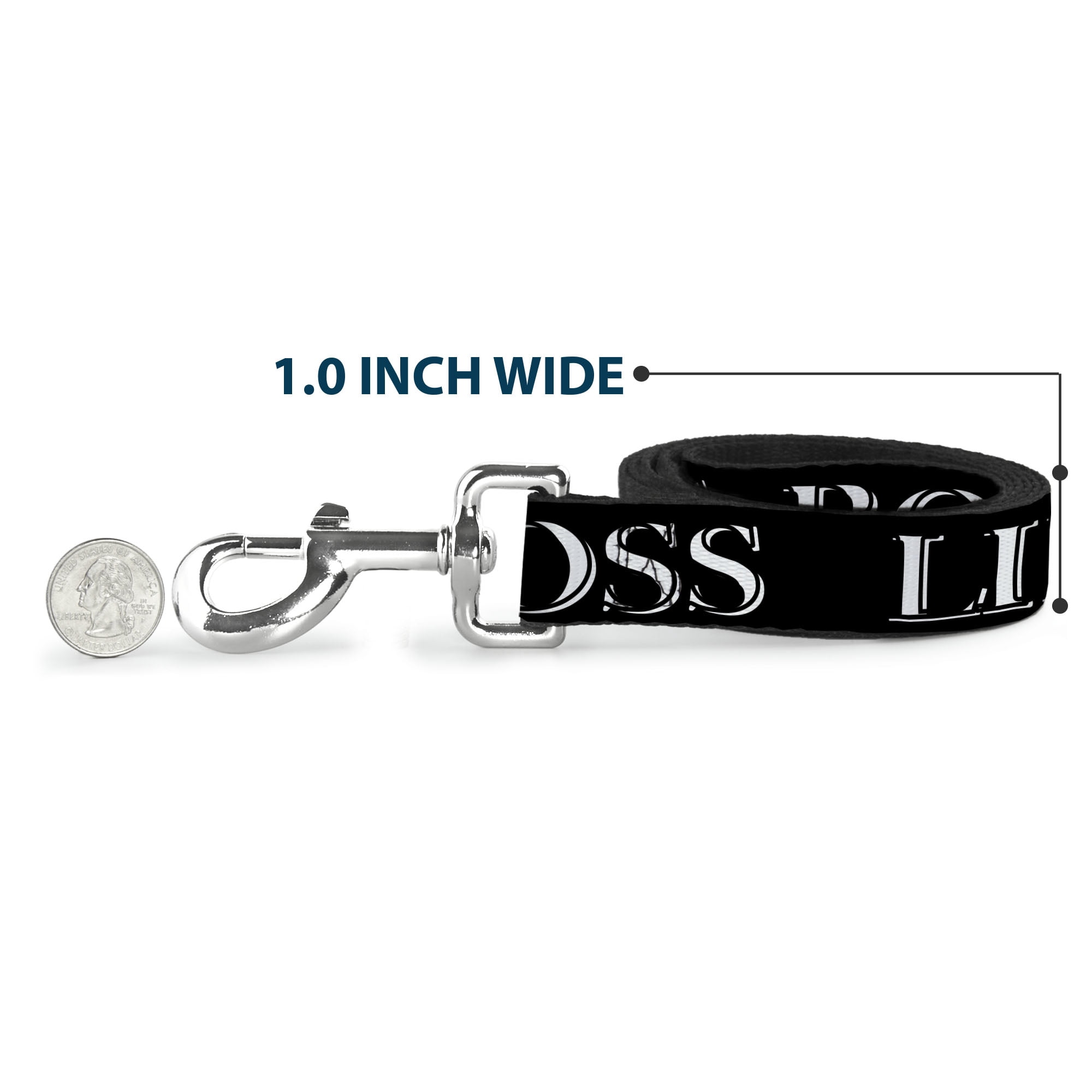 Buckle-Down Pet Leash, Dog Leash, Like A Boss Black Red, 6 Feet Long 1.0 Inch Wide