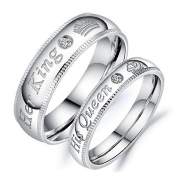 Trendy Couple for Pledge Love Token Ring With Letter His Queen&Her King Engraved Wedding Ring For Women&men Finger Rings