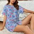 thumbnail image 4 of KLL Strawberry And Flowers Print Pajama Set for Women Short Sleeve Sleepwear Pjs Soft 2 Piece Lounge Sleepwear Sets-4X-Large, 4 of 6
