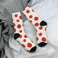thumbnail image 5 of Hirioo Abstract Red Polka Dot Pattern Adult Middle Tube Socks Breathable Sock Non-Pilling,Contrasting Color Design, 5 of 6