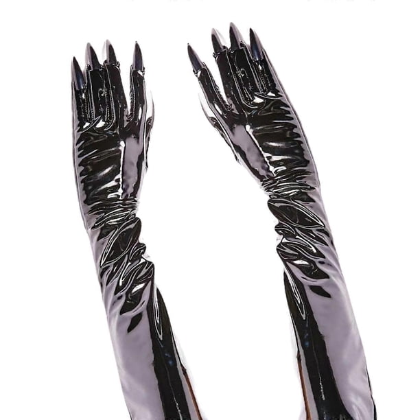 1pair Long Faux Leather Gloves Elegant Evening Operas Gloves Women Gloves for Parties Weddings and Winter Event Rose red
