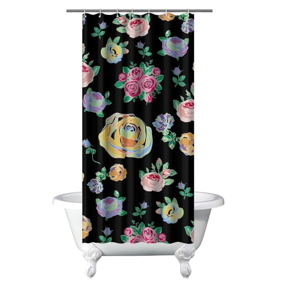 Waterproof Pioneer Shower Curtain 36x72 Inch Polyester Unique Colorful Floral Shower Curtain for Bathroom Hotel Home Decor with 7 Plastic Hooks