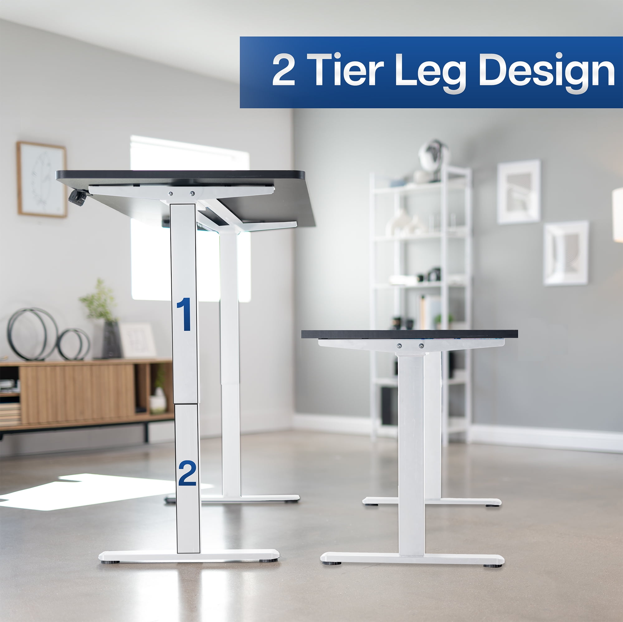 VIVO Dual Motor 71” x 30” Standing Desk, 1-Piece Black Top, White Frame