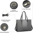 thumbnail image 3 of Laptop Bag for Women 15.6 Inch Laptop Tote Bag Leather Classy Computer Briefcase for Work Waterproof Handbag Professional Shoulder Bag Women Business Office Bag Large Capacity Black, 3 of 12