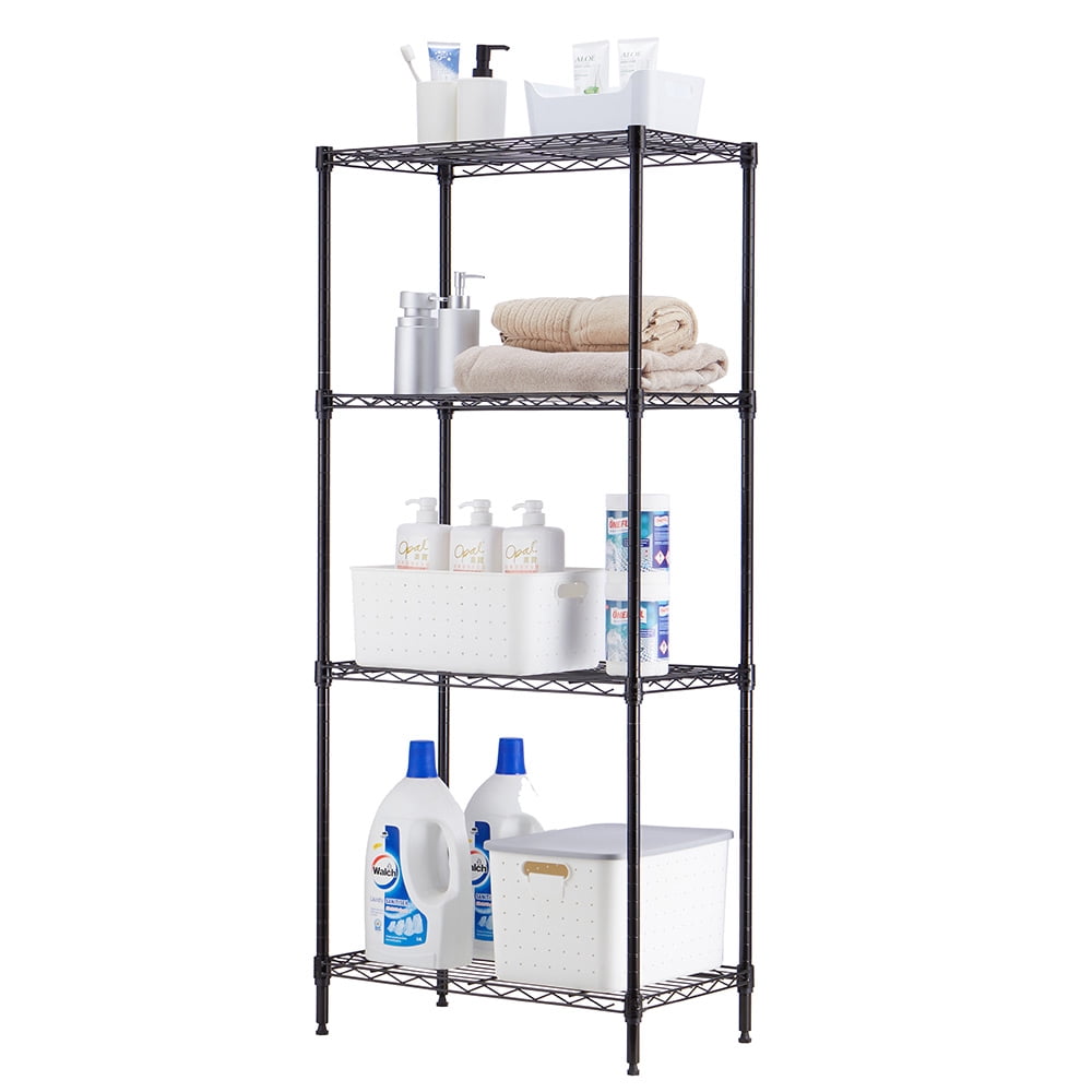 4 tier black coating shelving unit 14x24x53in