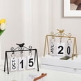 thumbnail image 2 of KYAIGUO 6.7x7.1inch Iron Frame Bird Calendar Ornament , Home Flip Page Small Desk Calendar (Black), 2 of 5