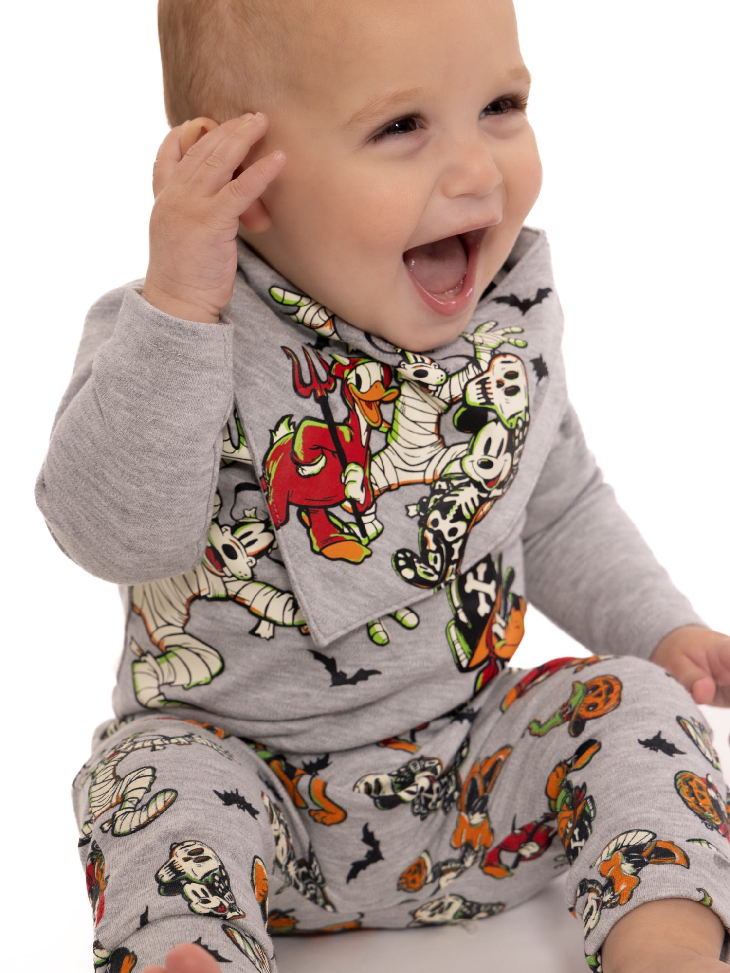 Halloween Mickey & Friends Unisex Baby Glow in the Dark Outfit Set, 3-Piece, Sizes 0M-12M