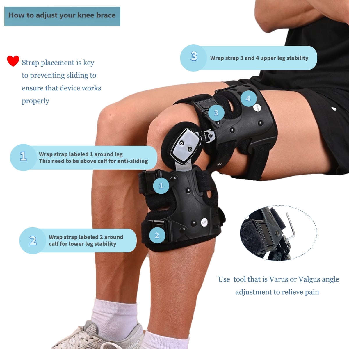 ASOTVision OA Unloader Knee Brace for Men and Women – Adjustable Support for Meniscus Tear, Arthritis, Osteoarthritis, Post-op Pain Relief (Left)