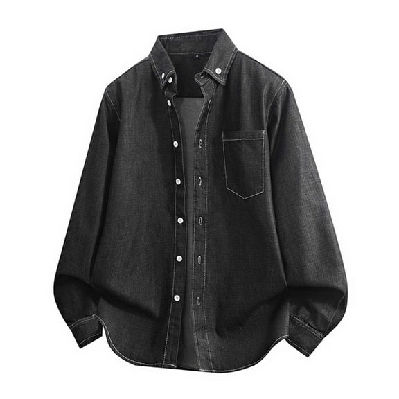 LIBRCLO Mens Denim Shirts Long Sleeve Button Down Shirt with Pockets Classic Fit Shirts for Work Casual