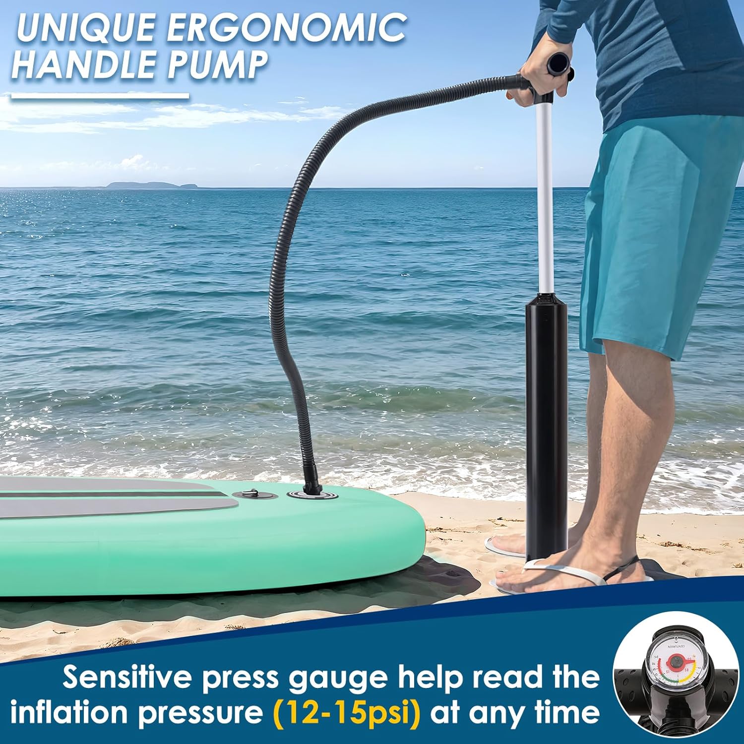 Pirecart Inflatable Stand Up Paddle Board 11 Ft Surfboard 6'' Thick SUP Paddle Board with Carrying Bag, Hand Pump, Air Pump, Green
