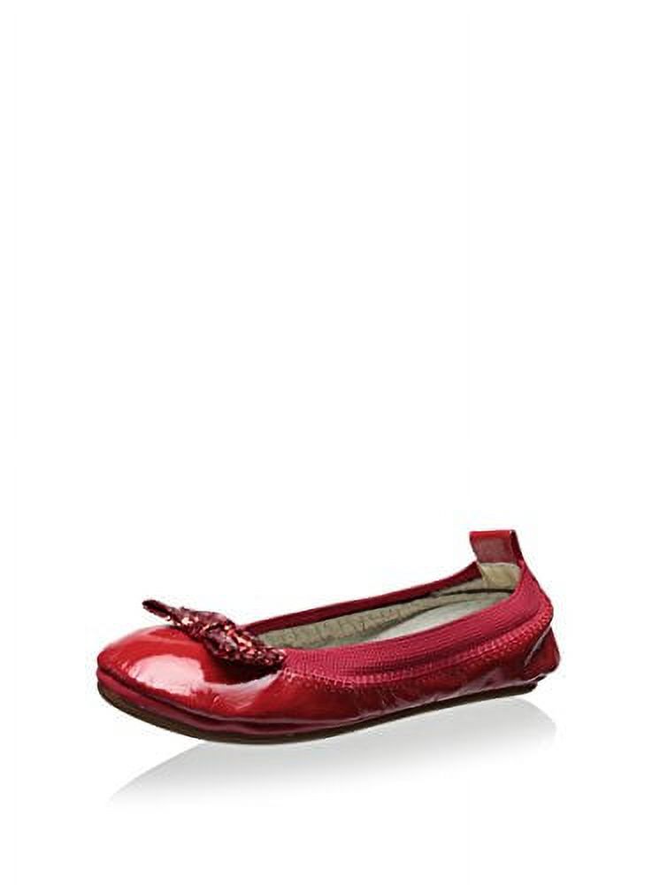 Yosi Samra Patent Leather Bendable Ballet Flat with Red Chunky Glitter Bow 8C - image 2 of 2