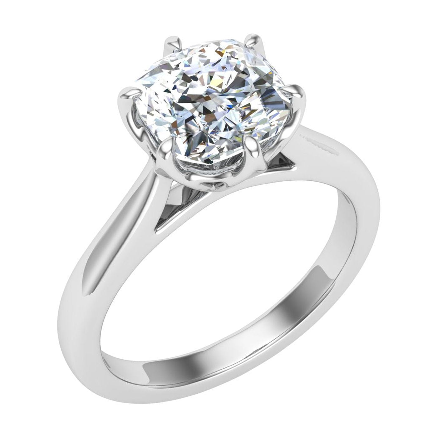 Veda Jewelry 1.86 Ct Cushion Cut Moissanite Engagement Ring - 14K White Gold Plated Solitaire Ring for Women - Beautiful Wedding Ring for Daily Wear - Gift for Her