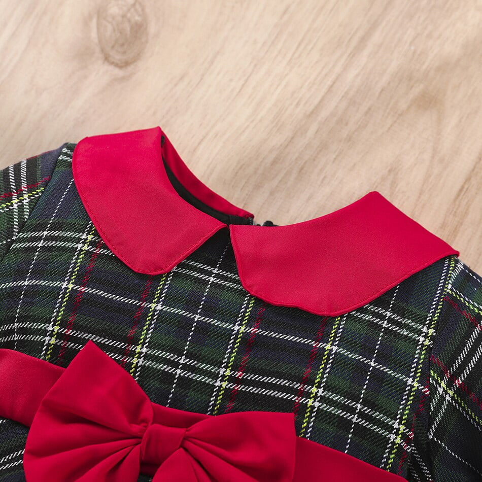 Robe de noel pour filles enfant en bas age enfants vetements enfants rouge Plaid arc robes pour fille fete de noel princesse Costumes Walmart