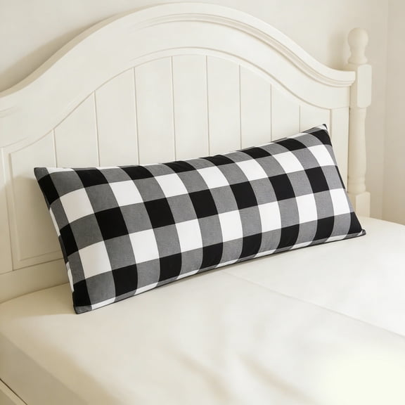 Lorviah Microfiber Body Pillow Cover - Ultra Soft Breathable 20"x54" Pillowcase with Envelope Closure - 1 Pack - Black Squares
