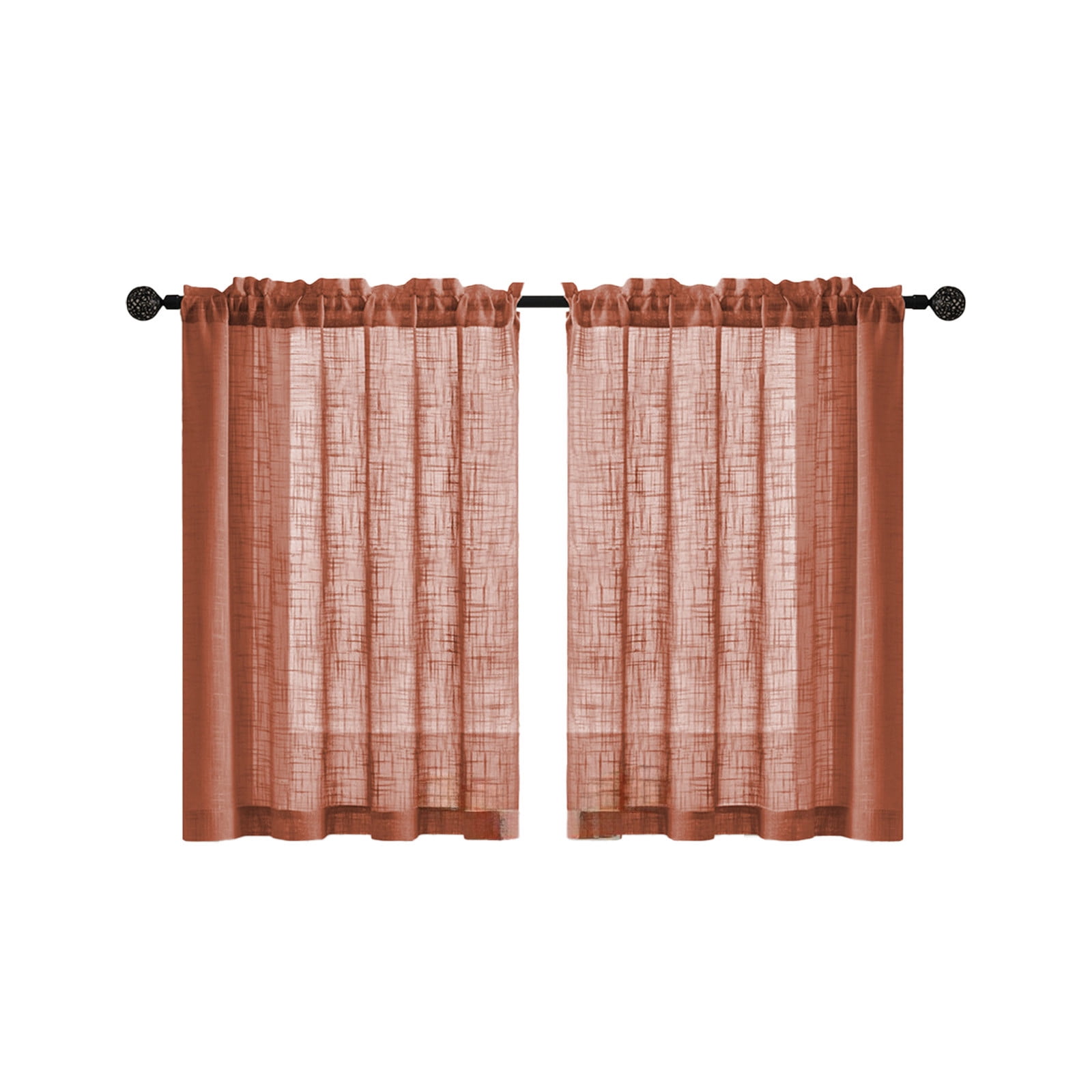 Swiftyle 6 Pcs Linen Bathroom Curtain Vintage Style Semi-Transparent Privacy Window Treatment for Kitchen Decor