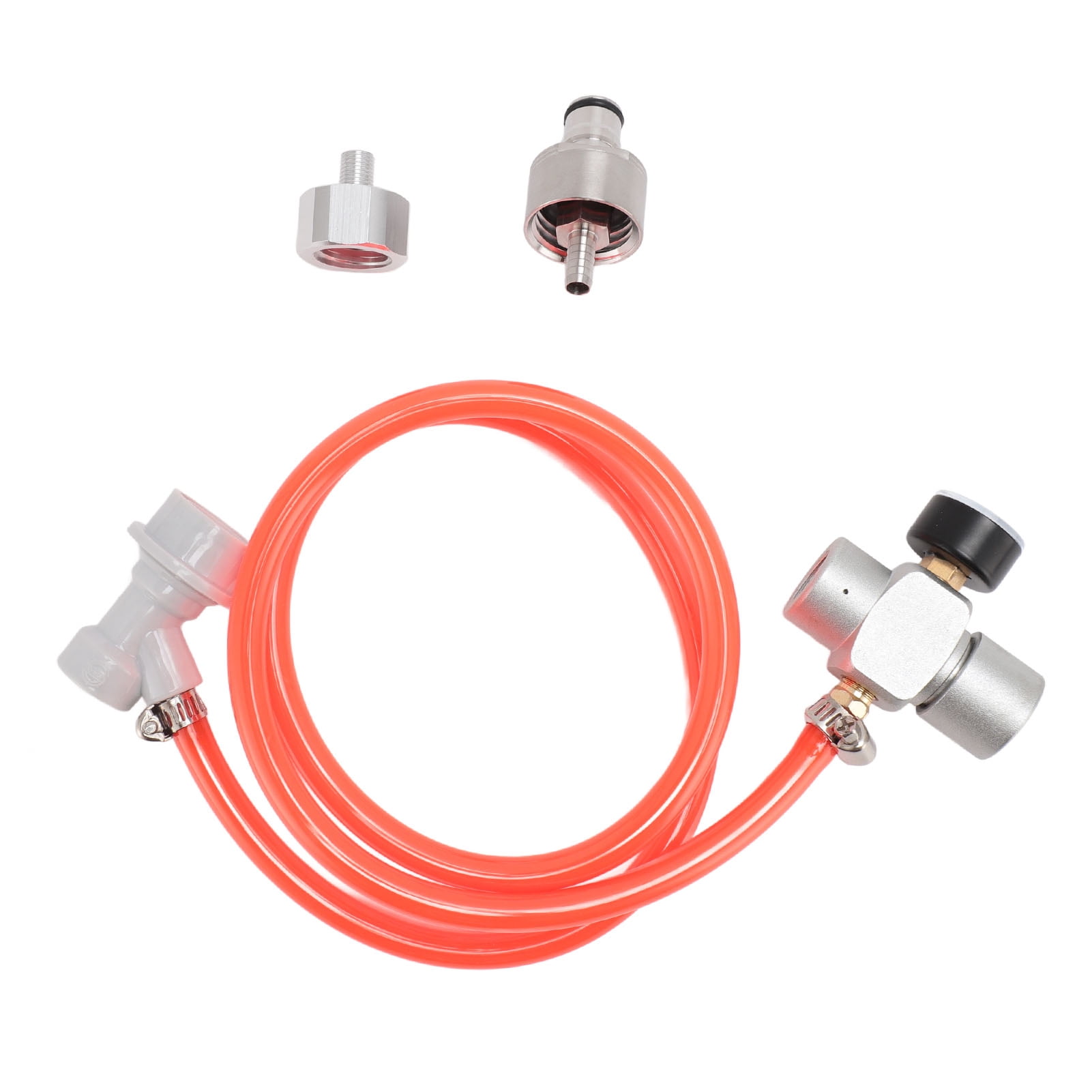 Rupoun Mini Keg Regulator Automatic Stainless Steel Coffee Soda Keg CO2 Pressure Regulator Dispenser with 1m / 39.3 inches Red Hose for Homebrew System