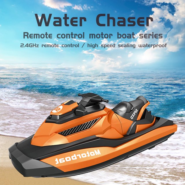 Lancha Rc 4CH 2.4G T16B RC Motorboat Impermeable Recargable para Niños Niñas (Naranja)
