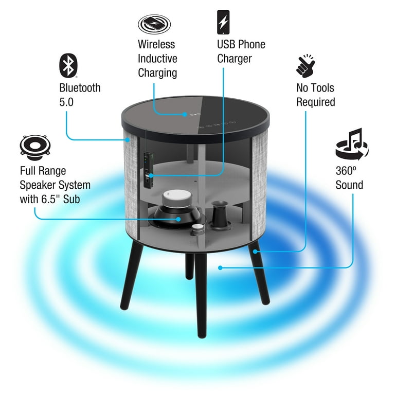 DecorTech 3-in-1 Bluetooth Speaker End Table with Wireless DecorTech 3-in-1 Bluetooth Speaker End Table with Wireless