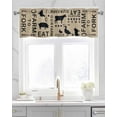 thumbnail image 2 of Farmhouse Brown Linen Curtain Valance for Bedroom/Bathroom/Kitchen/Living/Dining Room Window,Farm Star Fork Pig Chicken Duck Bunny Cow Pocket Topper Drapes Decorative Cafe Drapery Panel 42"x12", 2 of 6